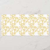 Een geel tapijt met een zich herhalend motief lijk menu (Achterkant)