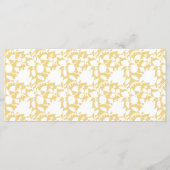 Een geel tapijt met een zich herhalend motief lijk menu (Voorkant)