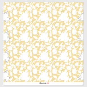 Een geel tapijt met een zich herhalend motief lijk sticker