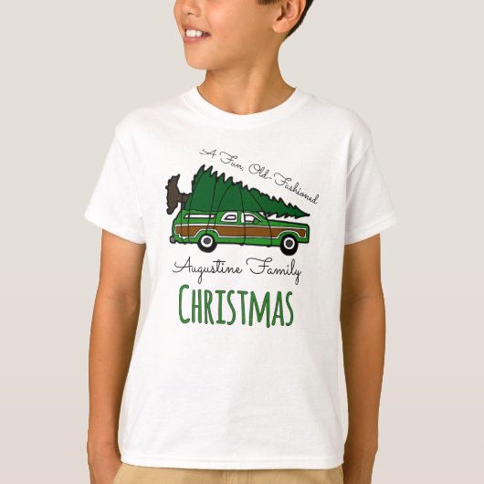 Een gefingeerde kerstvakantie met ouderwetse kerst t-shirt (Voorkant)
