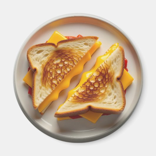 Een gegrilde kaassandwich op een bord magneet (Voorkant)
