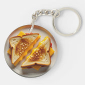 Een gegrilde kaassandwich op een bord sleutelhanger (Achterkant)