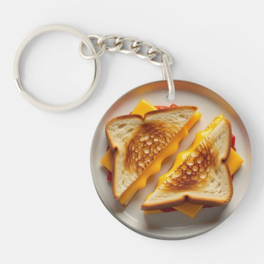Een gegrilde kaassandwich op een bord sleutelhanger (Voorkant)