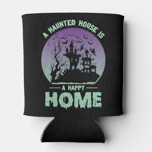 Een gehakt huis is een gelukkig thuis blikjeskoeler (Achterkant)