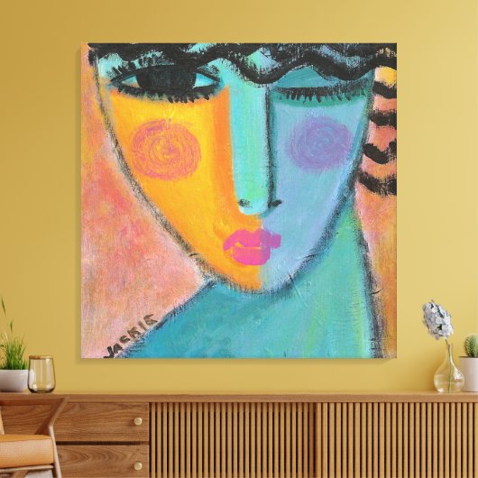 Een geheim Abstract portret van een vrouw Canvas Afdruk (Insitu (Woonkamer))