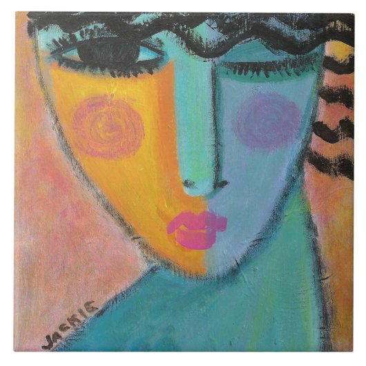 Een geheim Abstract portret van een vrouw Tegeltje (Voorkant)