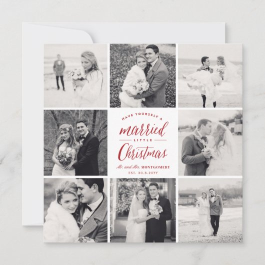 Een gehuwd kerstfeest 8 Foto modern huwelijk Feestdagenkaart (Voorkant)