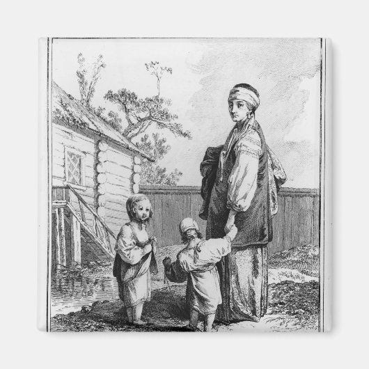 Een gehuwde joodse vrouw en haar kinderen magneet (Voorkant)