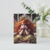 Een geïrriteerde kleine fee op haar troon briefkaart (Staand voorkant)