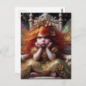 Een geïrriteerde kleine fee op haar troon briefkaart (Voorkant / Achterkant)
