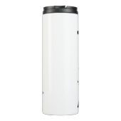 Een geïrriteerde Koe met vliegende papieren Thermosbeker (Achterkant)