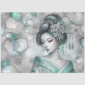Een geisha in groene ontwerpreeks #23 tissuepapier (Voorkant)