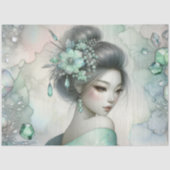 Een geisha in groene ontwerpreeks #25 tissuepapier (Voorkant)