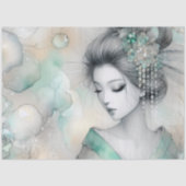Een geisha in groene ontwerpreeks #27 tissuepapier (Voorkant)