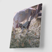 Een geit en haar Kind v2 Vierkante Klok (Hoek)