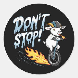 Een geit op een eenwieler ronde sticker