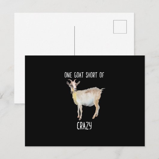 Een geit te kort van gek grappige geit briefkaart (Voorkant / Achterkant)