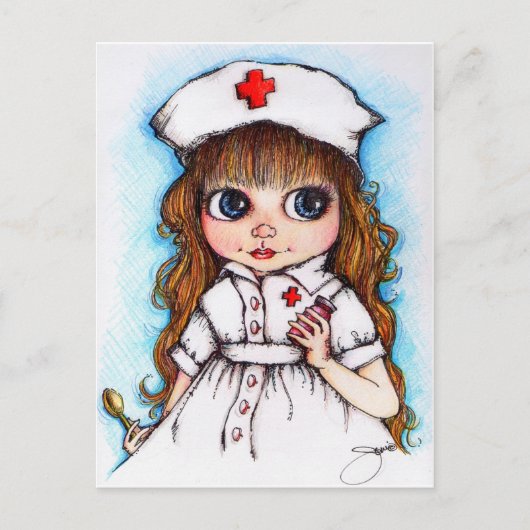 Een gek op suiker... verpleegster briefkaart (Voorkant)