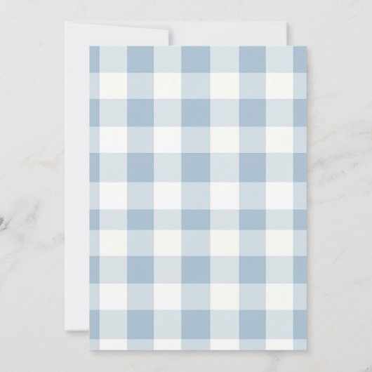 Een Gekke Gans 1e Verjaardag Ballon Blue Gingham Kaart (Achterkant)