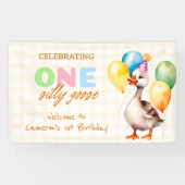 Een Gekke Gans 1e Verjaardag Jongen Meisje Welkom Spandoek (Horizontaal)