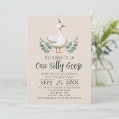 Een Gekke Gans 1e Verjaardag Rustieke Waterverf Kaart (Staand voorkant)