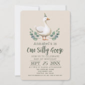 Een Gekke Gans 1e Verjaardag Rustieke Waterverf Kaart (Voorkant)