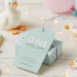 Een Gekke Gans 1e Verjaardag Schattige Cadeaulabel