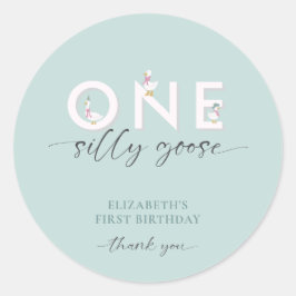 Een Gekke Gans 1e Verjaardag Schattige Ronde Sticker