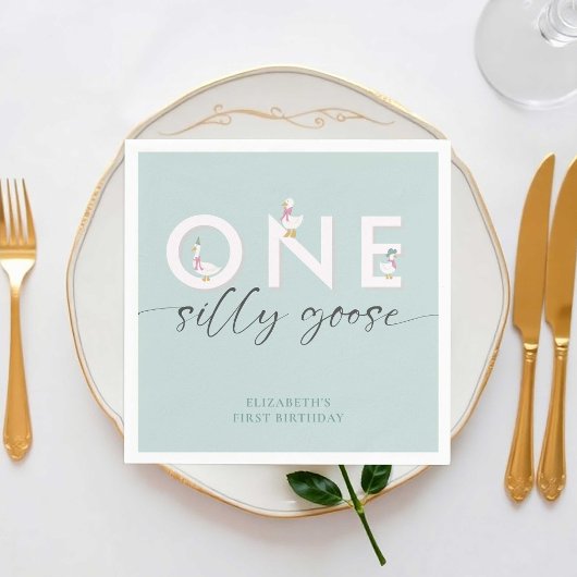 Een Gekke Gans 1e Verjaardag Schattige Servet
