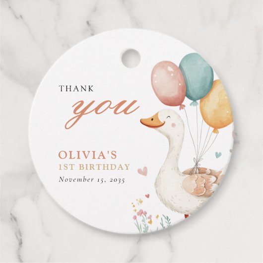Een Gekke Gans 1e Verjaardagsfeest Bedankjes Labels (Voorkant)