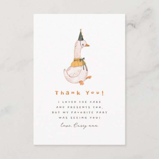 Een Gekke Gans 1e Verjaardagsfeest Bedankkaart (Voorkant)