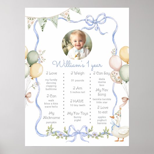 Een Gekke Gans 1e Verjaardagsfeest foto Milestone Poster (Voorkant)