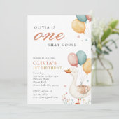 Een Gekke Gans 1e Verjaardagsfeest Kaart (Staand voorkant)