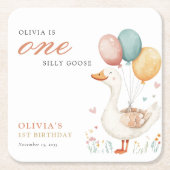 Een Gekke Gans 1e Verjaardagsfeest Kartonnen Onderzetters (Voorkant)