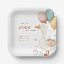 Een Gekke Gans 1e Verjaardagsfeest Papieren Bordje