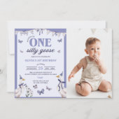 Een Gekke Gans 1e verjaardagsfeestje Foto Kaart (Voorkant)