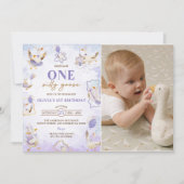 Een Gekke Gans 1e verjaardagsfeestje Foto Kaart (Voorkant)