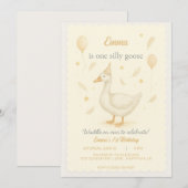 Een Gekke Gans 1e verjaardagsfeestje voor meisjes  Kaart (Voorkant / Achterkant)