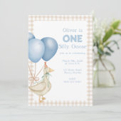 EEN Gekke Gans 1e Verjaardagsuitnodiging Feestdagenkaart (Staand voorkant)