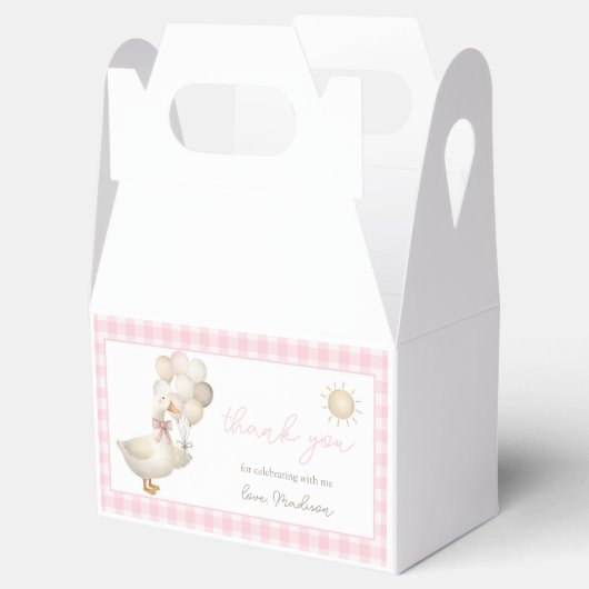 EEN Gekke Gans, Ballonnen, Retro Gingham Bedankdoosjes (Geopend)