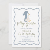 Een Gekke Gans blauw en groen Kaart (Voorkant)