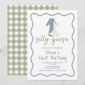 Een Gekke Gans blauw en groen Kaart (Voorkant / Achterkant)