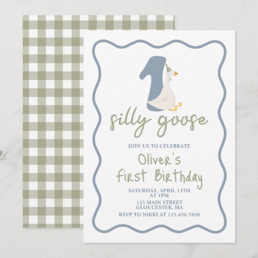 Een Gekke Gans blauw en groen Kaart (Voorkant / Achterkant)