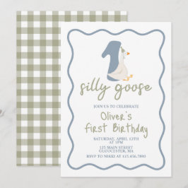 Een Gekke Gans blauw en groen Kaart