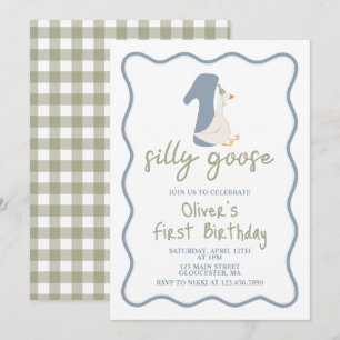 Een Gekke Gans blauw en groen Kaart