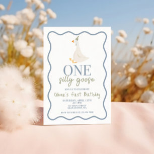 Een Gekke Gans blauw en groen Kaart