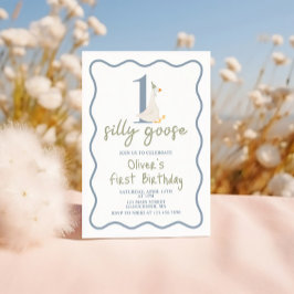 Een Gekke Gans blauw en groen Kaart