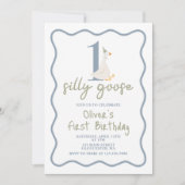 Een Gekke Gans blauw en groen Kaart (Voorkant)