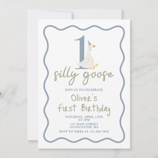 Een Gekke Gans blauw en groen Kaart (Voorkant)