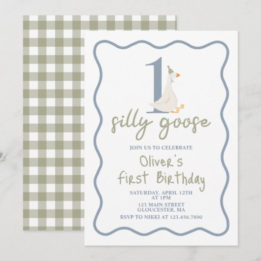 Een Gekke Gans blauw en groen Kaart (Voorkant / Achterkant)